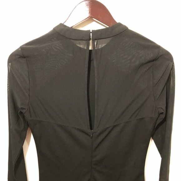 ZALORA LONG SLEEVE MESH DETAIL BODYCON DRESS - BLACK - Picture 3 of 4